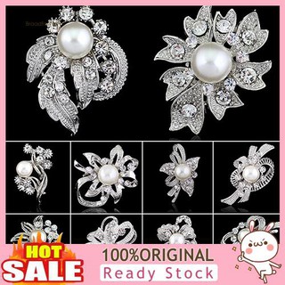 ✤XZYL✤New Bridal Bouquet Rhinestone Crystal Brooch Pin Silver Pearl Brooches Flower
