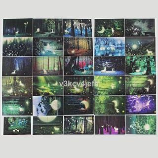 SEL♀ 30pcs Vintage Luminous Postcard Glow In The Dark Forest Streamer Animal Novelty Xmas Gift