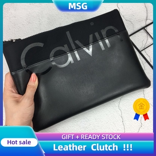 【MSG】 Man Leather Clutch Classic Style Men Clutches Fashion Real Leather Bag Big Wallet