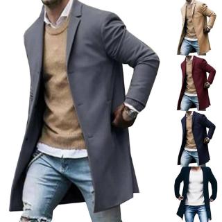 Voucher Formal Plain Solid Long Blazer for Men Work Warm LE (1)