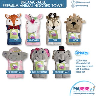Dream Cradle Premium Infant & Kid's Hooded 3D Animals on Hood Blanket/towel