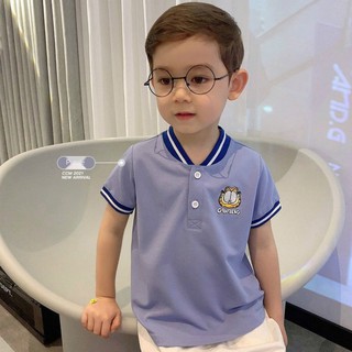 Children's short-sleeved T-shirt boys handsome polo shirt baseball collar solid color top