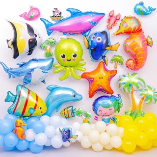 Big Under the Sea Animals Balloons Little Mermaid Party Supplies Mermaid Birthday Party Child Birthday Mermaid Decor Baby Shower