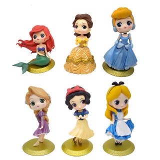 Snow White Belle Ariel Rapunzel Cinderella Elsa Anna Alice Dolls Statue Cake Topper