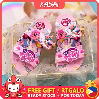 KASAI New style little pony slip on two strap kids slipper for girls cartoon sandals ks2155-3