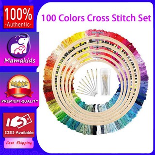 100 Colors Skeins Embroidery Thread Floss Cross Stitch and Needles