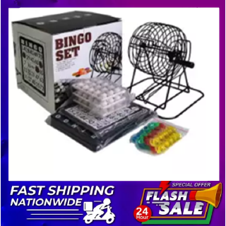 Traditional Bingo Lotto Lottery Family Bingo Game Set - Cage Balls Cards Counters Party Bingo Game