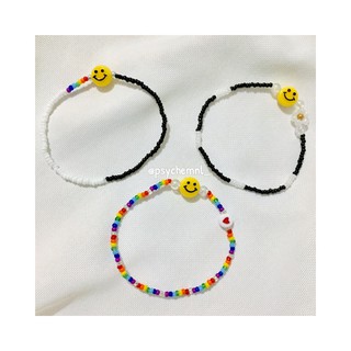 [psychemnl_] korean smiley bead bracelets (rainbow, flower, half-half)