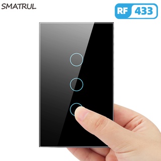 SMATRUL 1/2/3 Gang Touch Wireless Switch Light RF 433Mhz Remote Control Smart Home Tempered Glass On Off Lamp ASK Ev1257