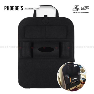 Phoebe's Universal Car Back Seat Organizer tissue bottle holder Ipad magazine pocket (BLACK)