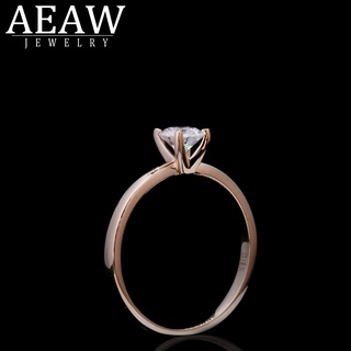AEAW White Moissanite Ring 0.3ct 4mm Round Brilliant Cut Moissanite Ring Diamond Ring 14k Rose Gold
