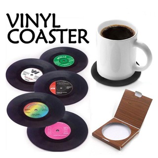 6 Pcs/Set Vinyl Retro Disk Drink Coaster