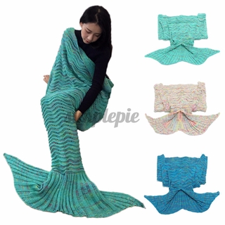 AU Super Soft Handmade Knitted Crocheted Mermaid Tail Blanket Beach Sofa ADULT
