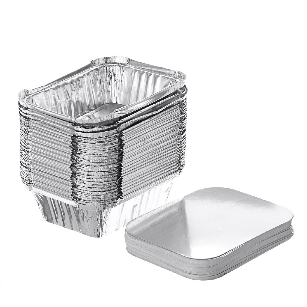 50PCS Aluminum Foil Trays BBQ Disposable Food Container (6)