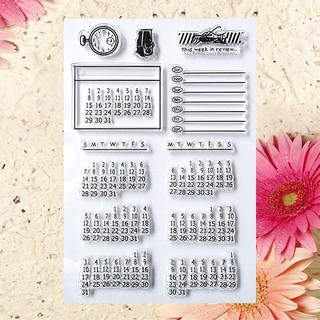 Calendar Week Month Transparent Clear Stamp Cling Sheet DIY Seal Craft Scrapbook (1)