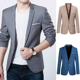 Men Solid Slim Blazer for Business Suit Size To S-6XL B