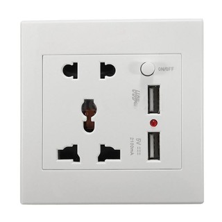 2.1A Dual USB Wall Charger Socket Adapter Universial Power Outlet Panel wite Switch