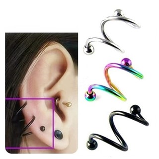 Punk Stainless Steel Spiral Helix Ear Stud Lip Nose Ring (9)