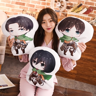 Attack on Titan Dolls Pillows Eren Mikasa Double Side 45CM Plush Cushion Decorative Cute Pillow Anime Kids