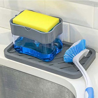 ▤✠✎Sponge Rack Dispenser Soap Pump & Sponge Caddy Bathroom Kitchen Organizer Cleaning Accessories