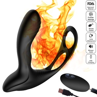 lAP2 Heating Prostata Massager for Man 10 Speeds Wireless Remote Control Cork Anal Butt Plug USB Cha