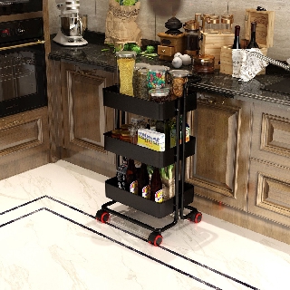 NEW 3-Tier Kitchen Utility Trolley Cart Shelf Storage Rack Organizer with Wheels and Handle (6)