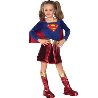 Kids Superhero Supergirl Cosplay Costume for Girls Halloween Carnival Superman Birthday Party Dress Up Christmas Gift