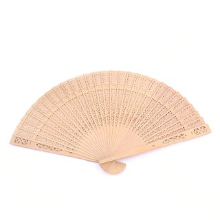 Vintage Folding Bamboo Original Wooden Carved Hand Fan Wedding Bridal Party 1pc