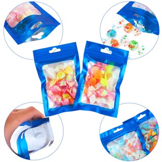 50/100pcs Blue Resealable pouch Gift Packaging Bag Matte Hologram pouches WaterProof Reclosable Aluminum Foil Plastic Bags (6)