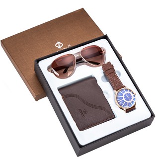 Coolplays Men's Gift Set Quartz Watch + Wallet + Sun Glasses With Exquisite Gift Box ZvxP