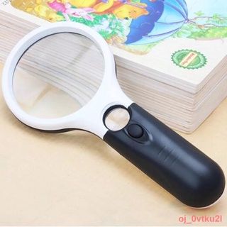 ☋Handheld Illuminated Magnifier 3X 45X Microscope Magnifying Glass With 3 LED Light Aid Reading Loup