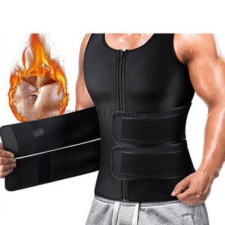 Sauna Sweat Vest Body Shaper for Mens Waist Trainer Zipper Neoprene Sauna Suit Workout Weight Loss Adjustable Strap NB8L