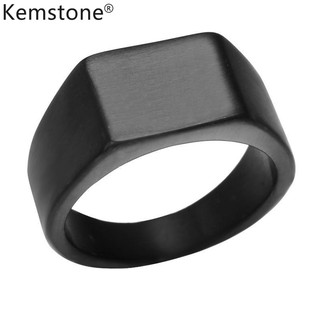 Kemstone High Polished Stainless Steel Rectangle Ring Simple Style Jewelry for Men