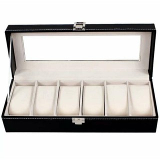 Watch Box 6 Grid Leather Display Jewelry Case Organizer (2)