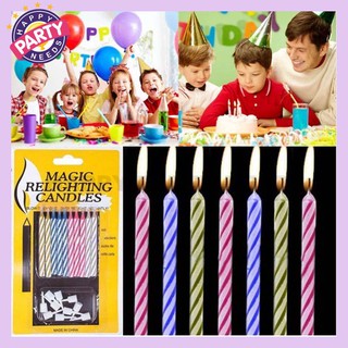 10PCS Magic Relighting Candle Party Cake Decor Candle Birthday Candle Happy Party needs