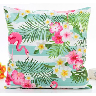 Home Plus Ms-07 Palm Tree Flamingo Cushion Cover Throw Pillow Case (18x18inches) (4)
