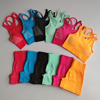 Women Seamless Sport Set 2pcs Bra Shorts Sportsuit Workout Outfit Active Fitness Wear Yoga Gym Sets C0618S1