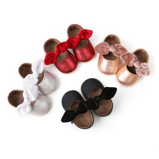 Fashion Baby Pure Bow-knot Princess Soft Sole Shoes Anti-slip First Walkers