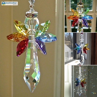 Rainbow Angel Crystal Suncatcher Colorful Pendant Hanging Decoration for Car Home