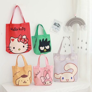 Sanrio hello kitty Girl Cartoon Melody Shoulder Bag Canvas Lunch Bag Handbag Mommy Bag Shopping Bag