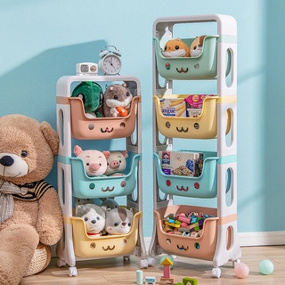 ☈▤℗4 Layer Plastic Bedside Racks, Multi-function, Baby Toy Organizer, Storage Racks, Bedside Shelves
