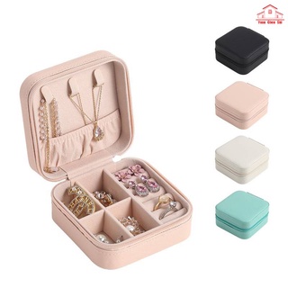 Jewellery Box Travel Organizer Mini PU Leather Storage for Rings Earrings Necklace Jewelry Box Necklace Storage Earring Box Watch Travel Outdoor Portable Cosmetic Storage Box Necklace Ring Earrings Accessories Double Layer Jewelry