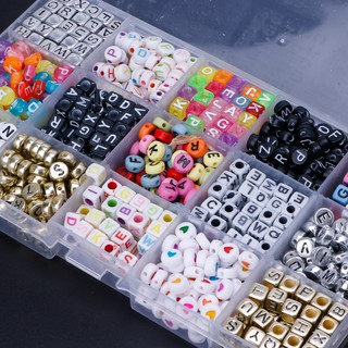 1100x Mixed Color Acrylic Alphabet Letters A-Z Cube Beads (5)