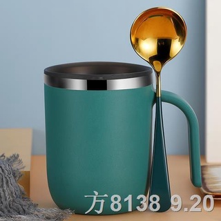 ∋⊙304 stainless steel mug with lid spoon creative personality cup cute breakfast cup couple drinking