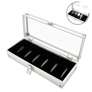 6 Slots Watch Box Aluminum Display Case Organizer Jewelry Storage Tray (1)