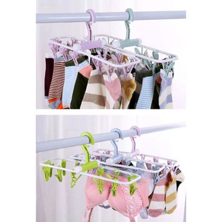Hanger 12 Clips Plastic Clothes Hanger Foldable Underwear Socks clothes storage drying rack