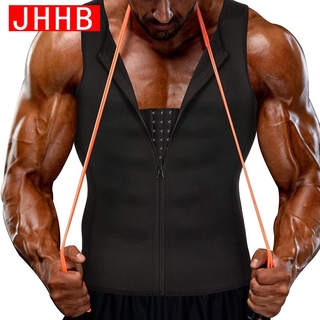 Men 2-in-1 Waist Trainer Vest Sweat Body Shaper Tank Top Neoprene Zipper Adjustable Strap Workout Sauna