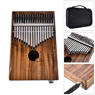 ∮ Muspor 17 Keys EQ Kalimba Solid Acacia Thumb Piano Link Speaker Electric Pickup with Bag Cable Cal