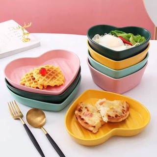 C113/C114 Creative Ceramic Plate Heart Shape Dish Plate Salad Ceramic Tray Cake Plates Bowl Plate