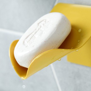 Wall Hanging Plastic Soap Box Dish/Self Adhesive Bathroom Shower Sponge Soap Hygienic Holder Tray/Kitchen Sponge Drain Racks Shelf (4)
